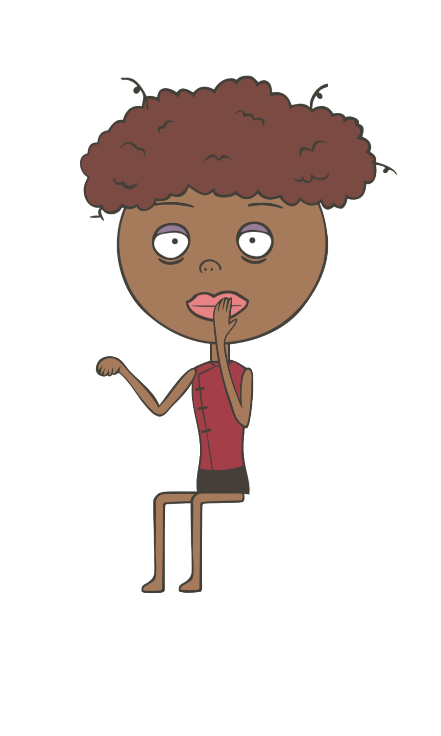 Cute illustrated character sitting playfully